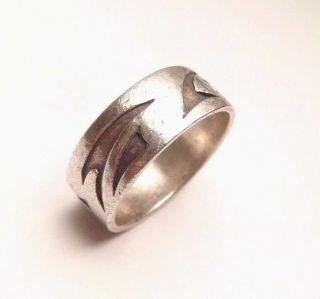 VINTAGE TRIBAL STYLE STERLING SILVER UNISEX BAND RING SIZE 12 2