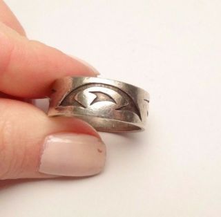 VINTAGE TRIBAL STYLE STERLING SILVER UNISEX BAND RING SIZE 12 3