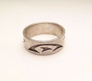 VINTAGE TRIBAL STYLE STERLING SILVER UNISEX BAND RING SIZE 12 4