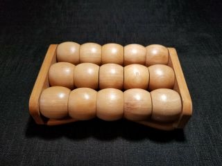 Vintage Wooden Foot Roller With Floor Grip - 3 Rows Of 5 Massage Balls,  15 Balls