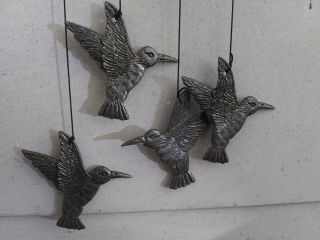 Vintage SPOONTIQUES Pewter Humming Birds Metal Wind Chimes for Home or Garden 2