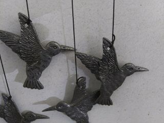 Vintage SPOONTIQUES Pewter Humming Birds Metal Wind Chimes for Home or Garden 3