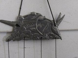 Vintage SPOONTIQUES Pewter Humming Birds Metal Wind Chimes for Home or Garden 4