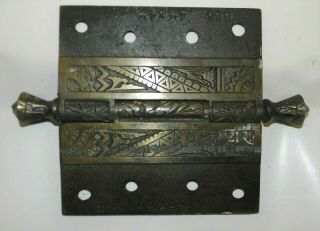 Vintage Eastlake Steeple Top Door Hinge Cast Iron w/Bronze Wash - 3 3