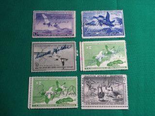 6 Duck Stamps Vintage Migratory Bird Hunting Stamps From The 1950 