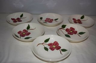6 Vintage Blue Ridge Southern Pottery Mayflower Berry Desert Bowls