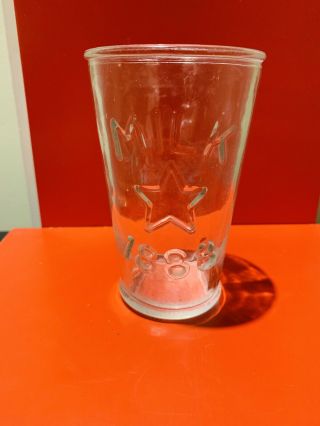 Vintage Clear Glass Milk Drinking Cup 1888 Cow Star Logo Canada Perfect