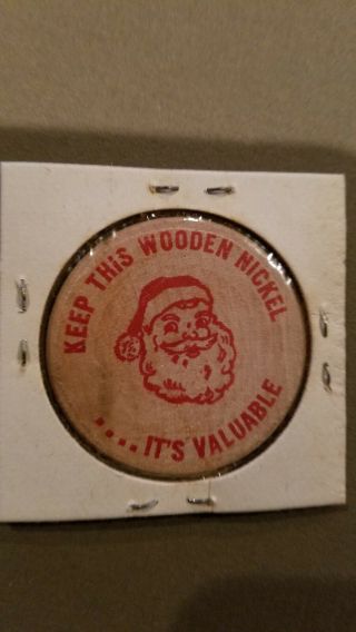 Vintage Wooden Nickel Parkersburgs Wv Christmas Float Parade Santa Claus 1963 P