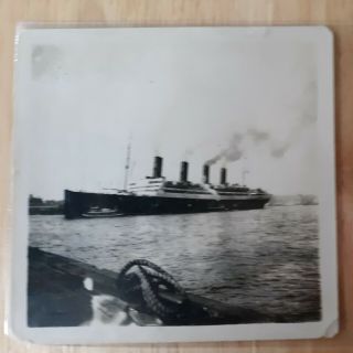 Vintage Candid Photograph Cunard Aquitania Near Manhattan C.  1930