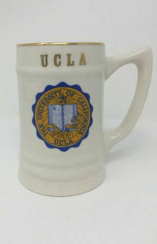 Vintage Ucla Bruins Ceramic Beer Mug Stein Gold Trim 22 Oz California Bear