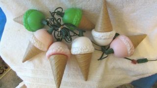 Vintage Noma Blow Mold Ice Cream Cone Patio Rv Tiki Party Camping String Lights