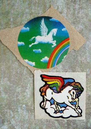 7 VINTAGE 80 ' s Illuminations stickers Unicorns,  butterflies,  flying unicorn 4