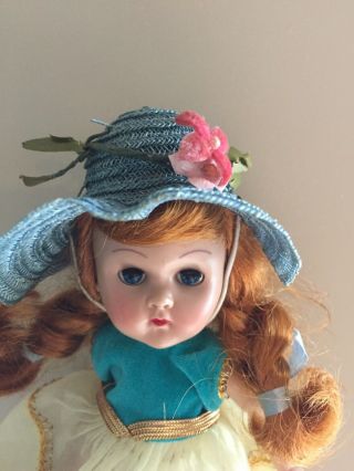 Lovely Vtg 50s Ginny Alex Cissette Muffie Lt Blue Horsehair Hat W Pink Flower