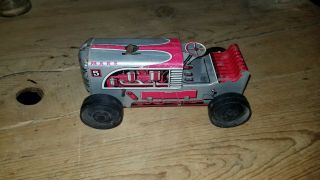 Vintage 1950s Red Tin Litho Marx 5 Bulldozer Caterpillar Tractor Wined Up Toy