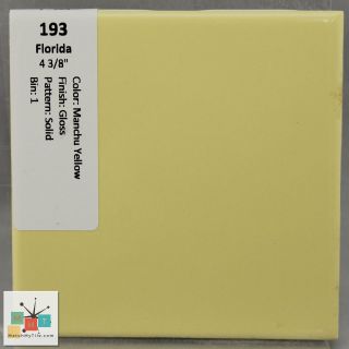 Mmt - 193 Vintage Ceramic Ft Tile Manchu Yellow Glossy Solid