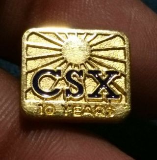 Vintage 10k Gf Csx Railroad Rr 10 Year Employee Service Award Pin