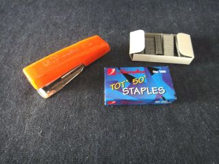 Vintage Fluorescent Orange Swingline Tot 50 Mini Stapler With Staples