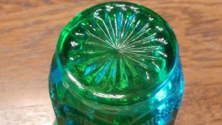 Green Cut Glass Vase Toothpick Holder Vintage Decorative 5