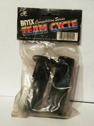 Nos Vintage 1983 Team Cycle Old School Bmx Black Cushion Grips Mongoose Hutch