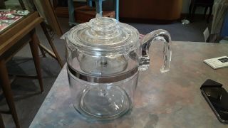 Vintage Pyrex Flameware 6 - 9 Cup Glass Stove Top Percolator Coffee Pot