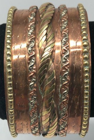 Vintage Copper,  Brass & Silver Cuff Bracelet