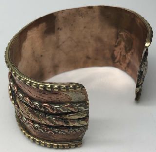 Vintage Copper,  Brass & Silver Cuff Bracelet 4