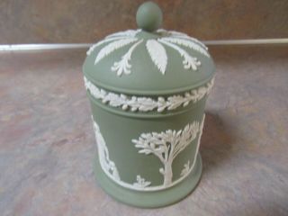 Vintage Wedgwood Jasperware Sage Green Tobacco/candy Covered Jar