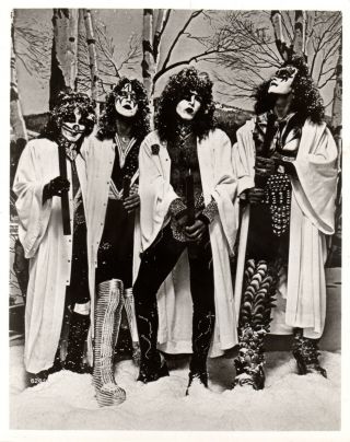 Vintage Promotional Photo Of The Band Kiss Covered With Snow