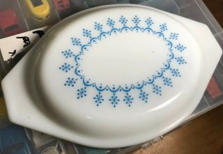 Vintage Pyrex Oval Lid Only 943C Snowflake Garland fits 1 ½ Oval Quart Casserole 2