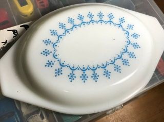 Vintage Pyrex Oval Lid Only 943C Snowflake Garland fits 1 ½ Oval Quart Casserole 4