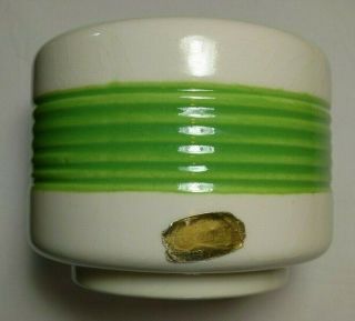 Vintage Haeger Pottery Planter Vase Ivory Tone With Key Lime Band 2 Stamps