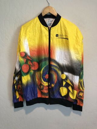 Vintage Leslie Jordan Geometric Abstract Cycling Jacket Size Medium Adult Euc