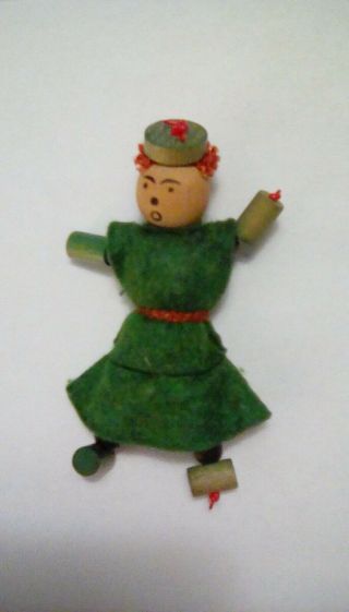 Vintage Tiny Wooden Toy Horse And Cart,  Toy Clown Green Japan 2
