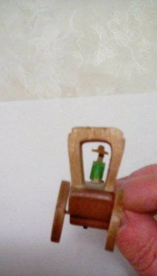 Vintage Tiny Wooden Toy Horse And Cart,  Toy Clown Green Japan 4