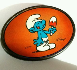 Vintage The Smurfs Sepp Smurf Belt Buckle By Oden Bx2