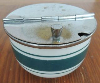 Vintage Jackson China Green Stripe Sugar Bowl W Hinged Lid For Device Measuring