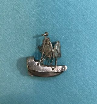 Vintage Sterling Silver Handmade Ancient Chinese Junk Sailing Ship 3d Charm