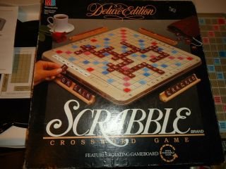 Scrabble Deluxe Turntable Edition Milton Bradley 1989 Crossword Game Vintage 4