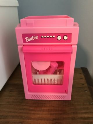 Vtg Barbie Doll Kitchen W/dishes Pink Under Cabinet Dishwasher Replacement