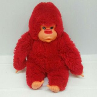 Vintage Red Monkey Plush Toy - Sucks Thumb And Toes Unbranded 8 "