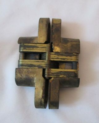Vintage Heavy Brass Invisible Hinge 4.  5 "