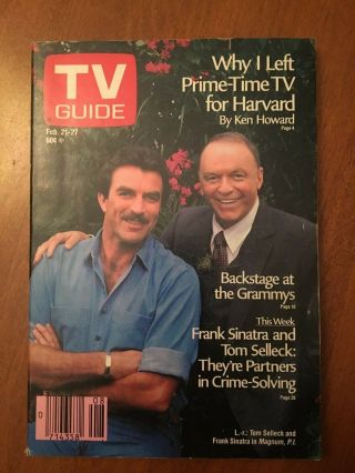 1987 Vintage Magnum P.  I.  (tom Selleck/frank Sinatra) Tv Guide - Vg