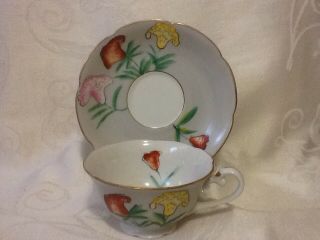 Vintage Tea Cup And Matching Saucer Made In Occupied Japan Wwii Hand Painted