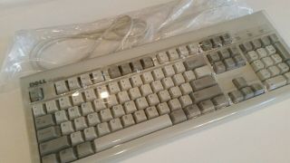 Vintage Dell Quietkey Wired PS/2 Keyboard model SK - 1000REW beige c 3