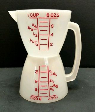 Vintage Tupperware Double Measuring Cup Wet Dry 1 Cup 8 Oz T77