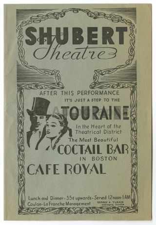 First Lady - Vintage Playbill - Shubert Theatre,  Boston,  1936