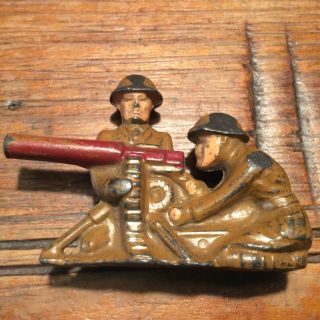 Vintage Metal Lead Ww2 Toy Soldier Figurine.  Machine Gunners Manoil/barclay