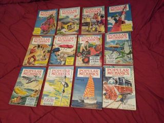 12 - 1951 Vintage Popular Mechanics Magazines Complete Year - Shape