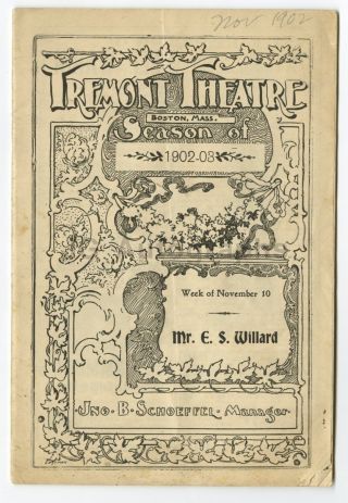 A Silent Woman - Vintage Playbill - Tremont Theatre,  Boston,  Ma 1902
