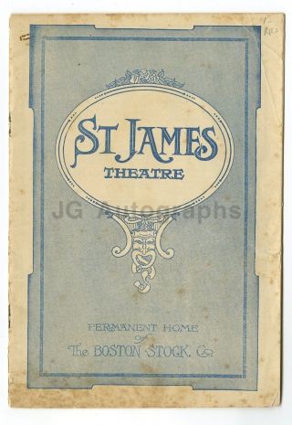 Just Suppose - Vintage Playbill - St.  James Theatre,  Boston,  1922